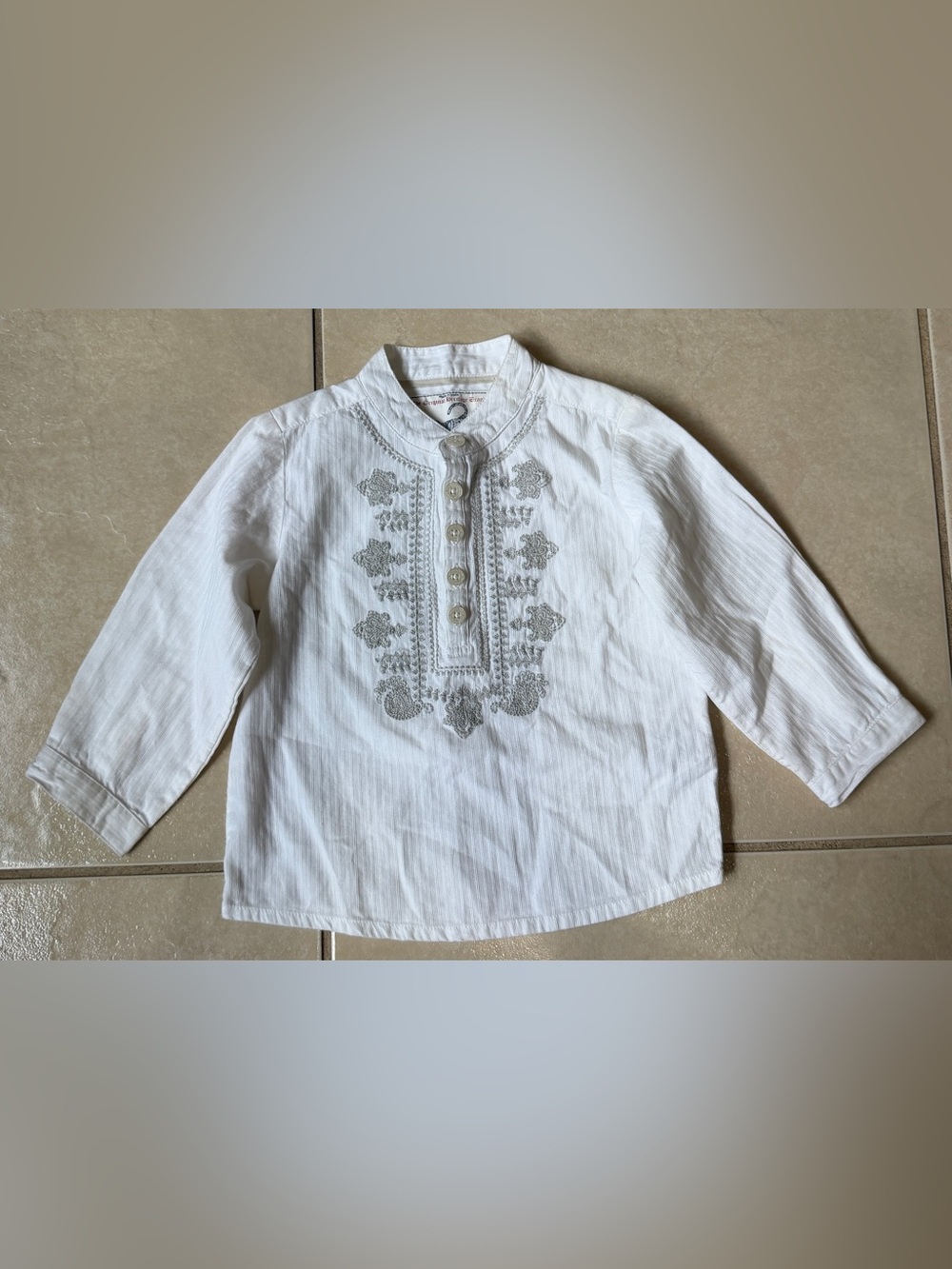 Monsoon Notting Hill Heritage Boys White Embroidered Kurta Shirt 12-18 Months